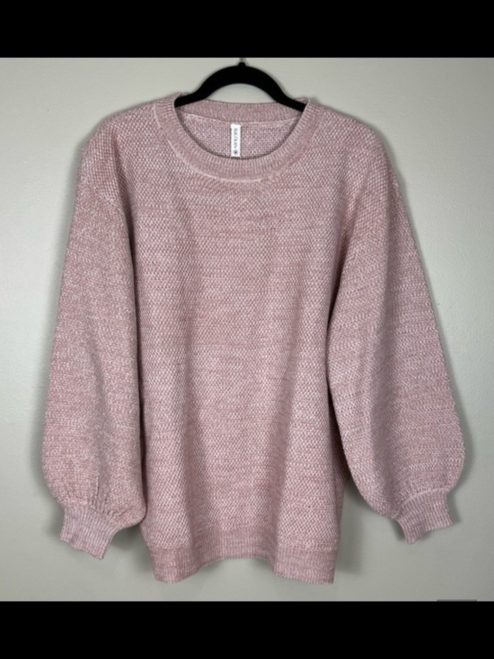 Cozy Knit Soft Blush Coquette Pink Crewneck Ribbed Hems and Sleeves Sweater
